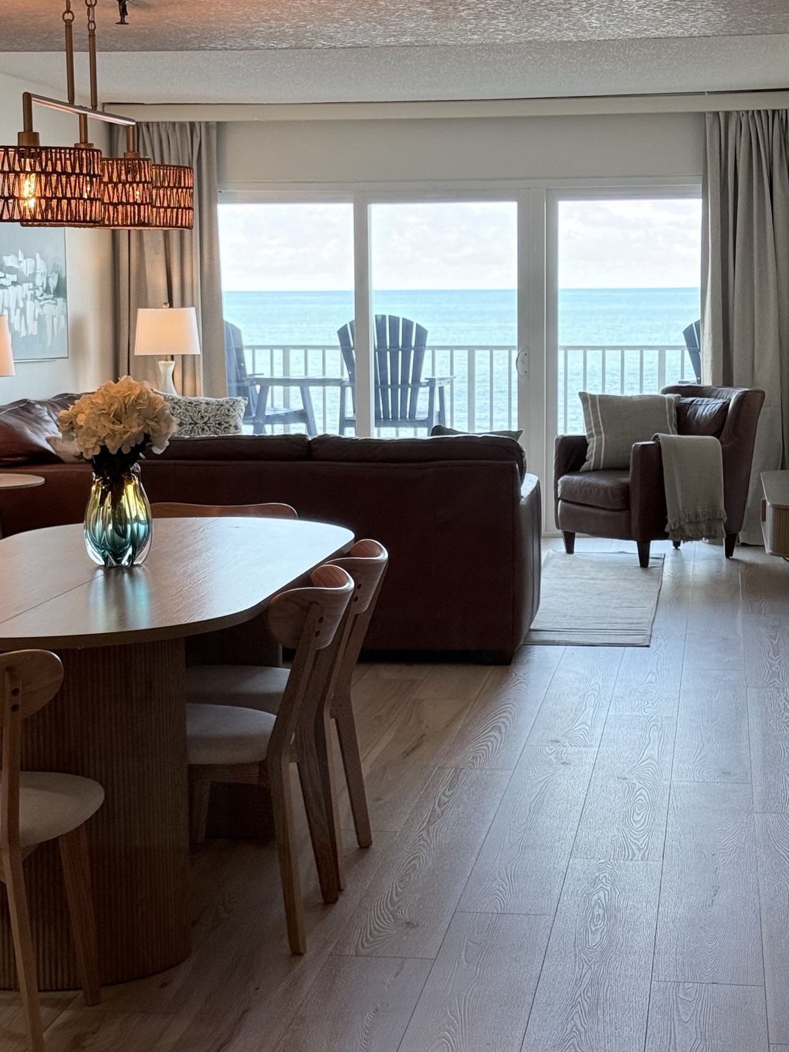 Dining and living room looking out to the Gulf